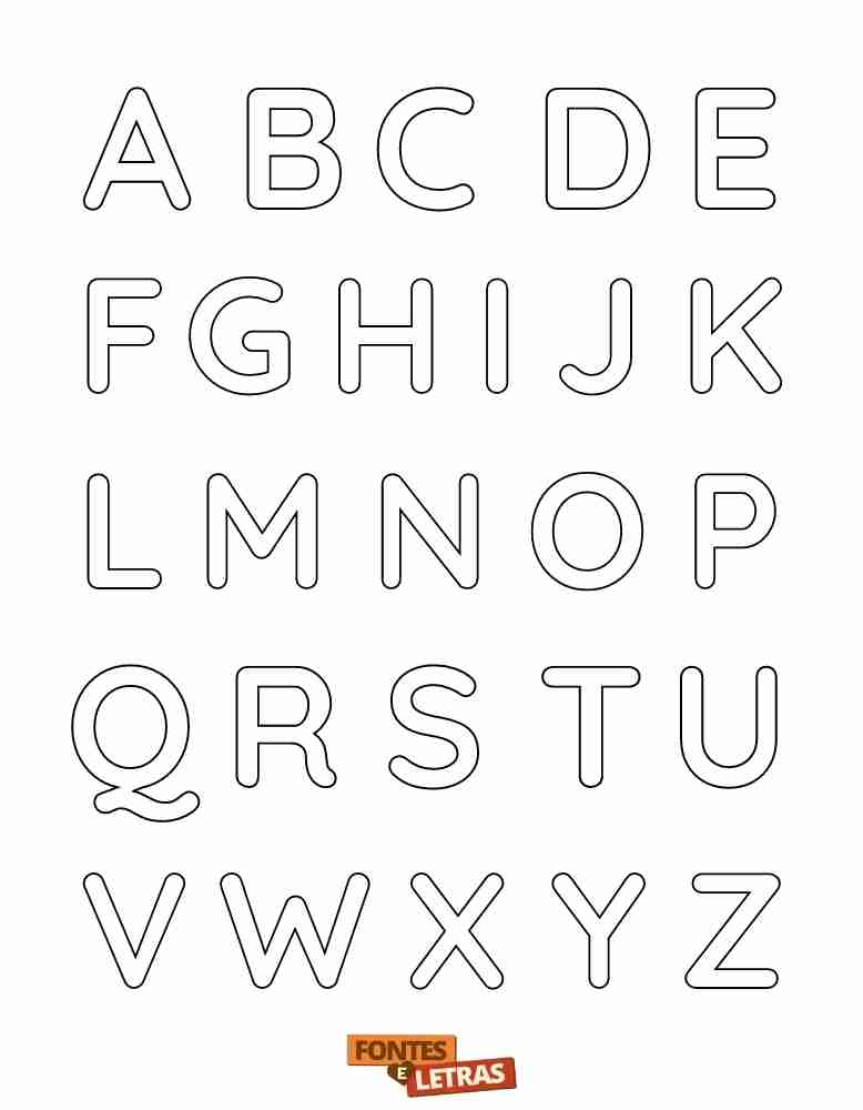 Alfabeto estándar maiúsculas para colorir