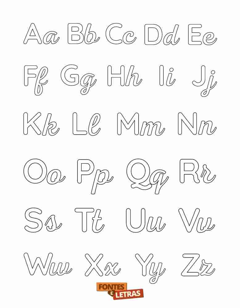 Alfabeto estándar minúsculas e maiúsculas para colorir